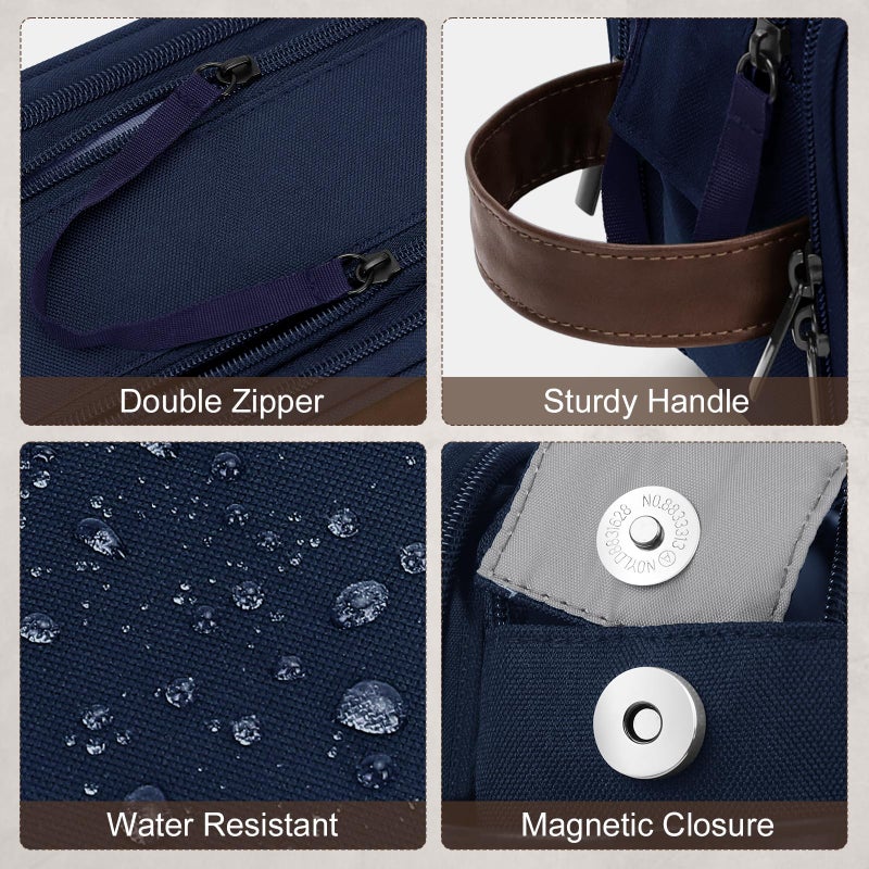 Wedama Toiletry Bag for Men  Medium Hanging Travel Toiletry Bag  Extra Electronic Organizer Bag Waterproof Shaving Bag for Toiletries with PU Handle for Travel Business Trips Swim Camping  Blue - Image 3